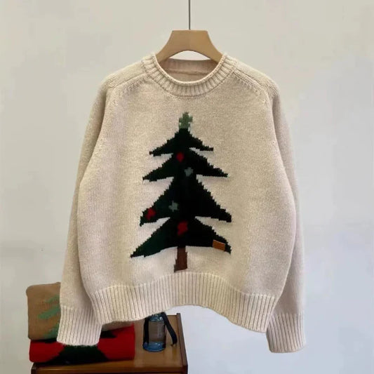 Wool Blend Relaxed Crew Neck Pullover Sweater 