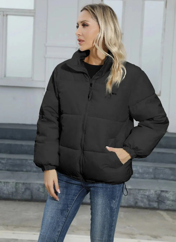 Relaxed Fit Zipper Front High Collar Jacket 