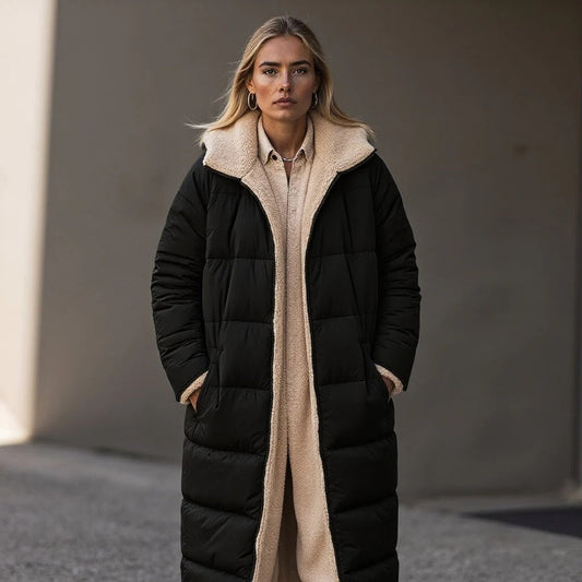 Relaxed Fit Quilted Fleece Collar Jacket 