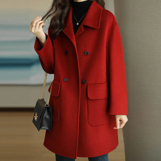 Wool Structured Fit Double-Breasted Coat 