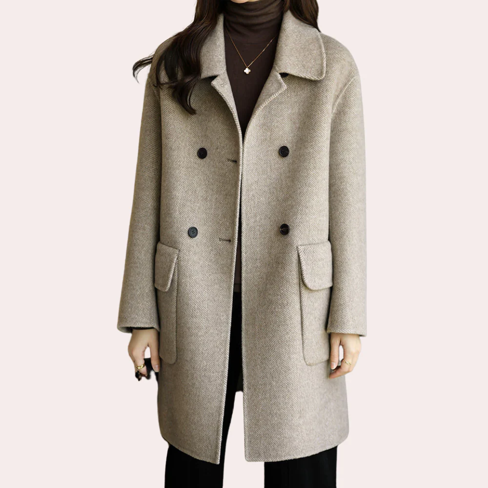 Wool Structured Fit Double-Breasted Coat 