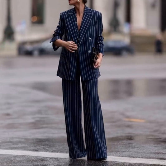 Wool Blend Double-Breasted Two-Piece Suit 