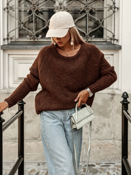 Wool Knit Relaxed Fit Pullover Sweater 
