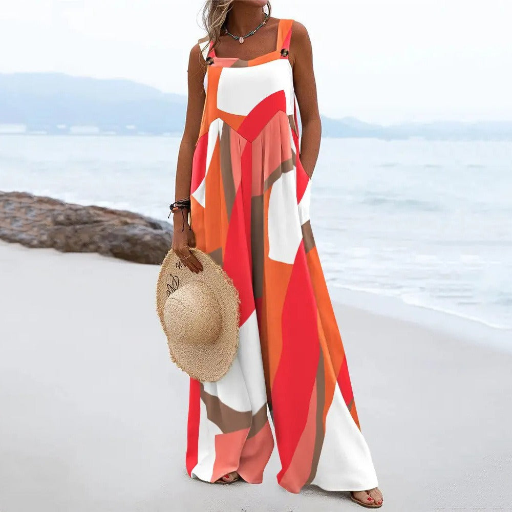 Floral Print Relaxed Fit Wide Leg Jumpsuit 