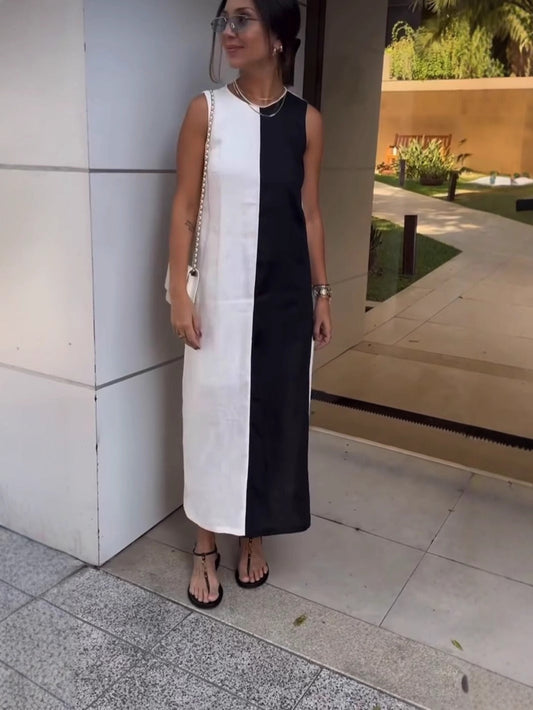 Color Block Relaxed Fit Maxi Dress 