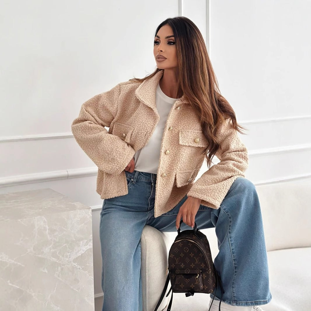 Bouclé Knit Relaxed Cropped Jacket