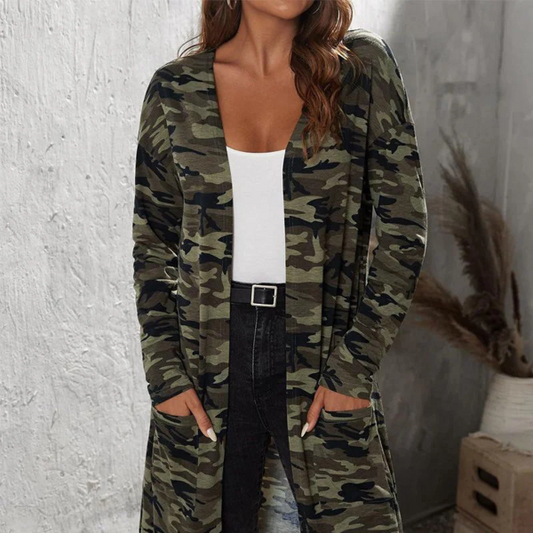 Camo Print Relaxed Fit Cotton Blend Jacket 