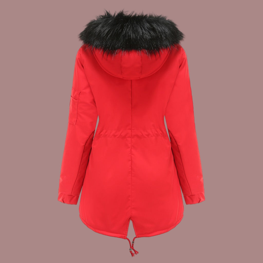 Insulated Faux Fur Hooded Parka Coat 