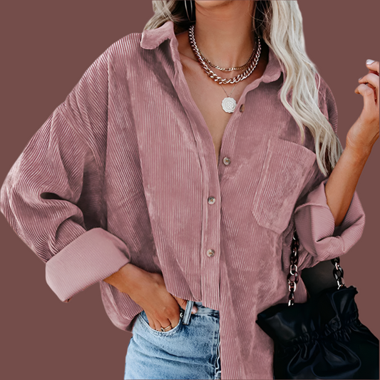 Oversized Fit Corduroy Button-Up Jacket 