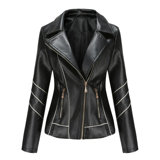Slim Fit Asymmetrical Leather Zip Jacket 