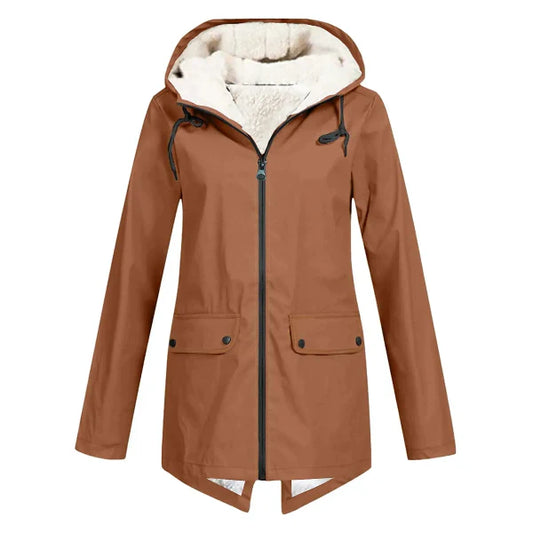 Waterproof Fleece Lined Hooded Trench Coat 