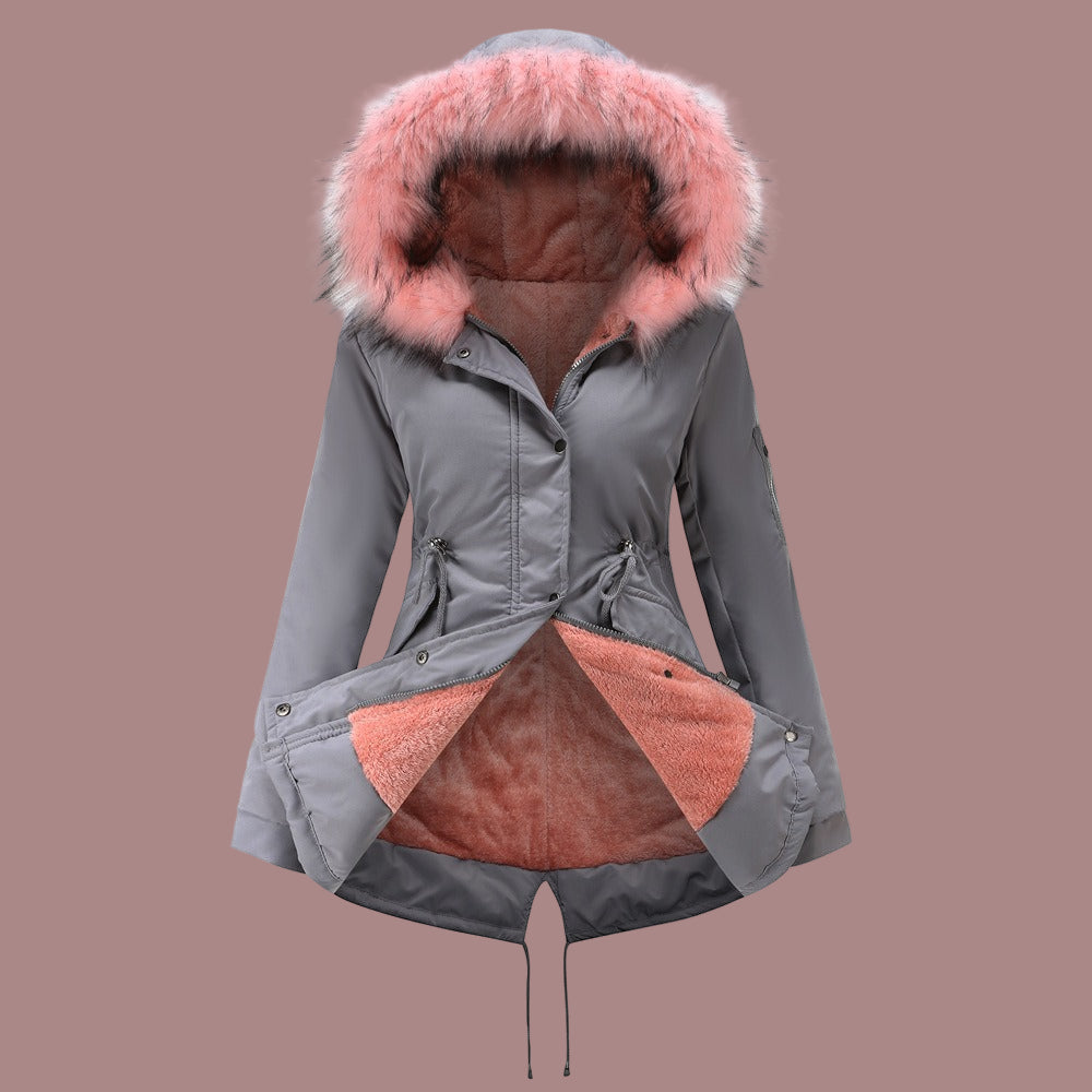 Insulated Faux Fur Hooded Parka Coat 