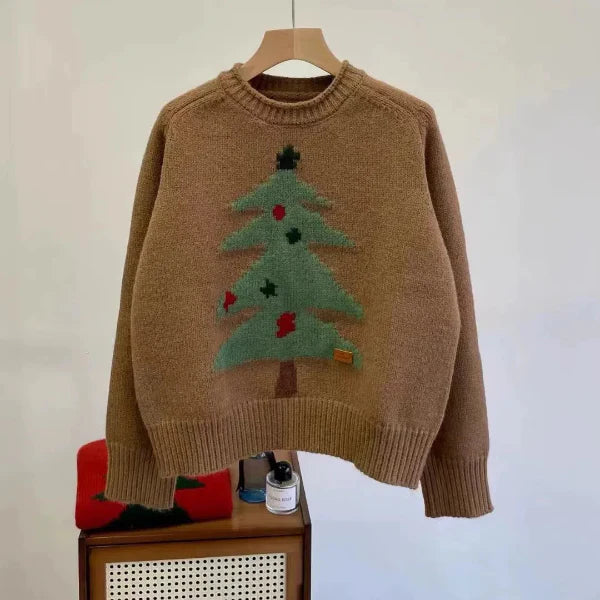Wool Blend Relaxed Crew Neck Pullover Sweater 