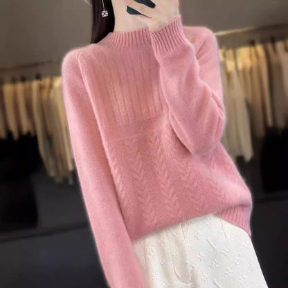 Women’s Pullover Sweatshirt – Relaxed Fit – Soft Knit – Mock Neck – Long Sleeve
