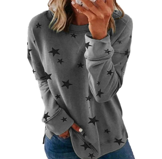 Oversized Cotton Blend Star Print Sweatshirt 