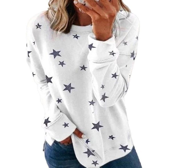 Oversized Cotton Blend Star Print Sweatshirt 