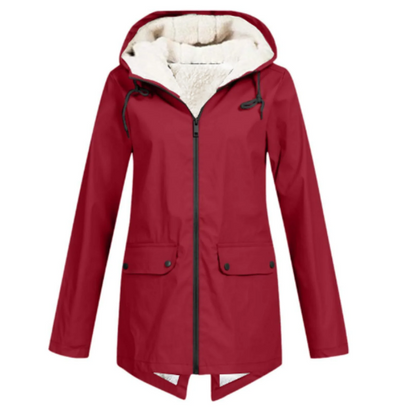 Women’s Trench Coat – Waterproof – Fleece Lined – Hooded – Tailored Fit – Mid Length