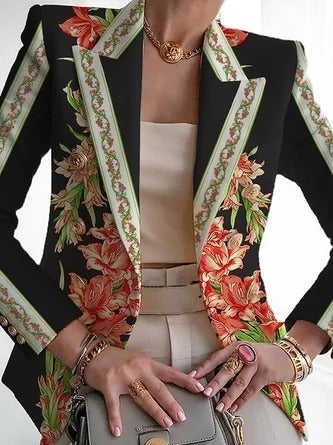 Floral Pattern Regular Fit Blazer 