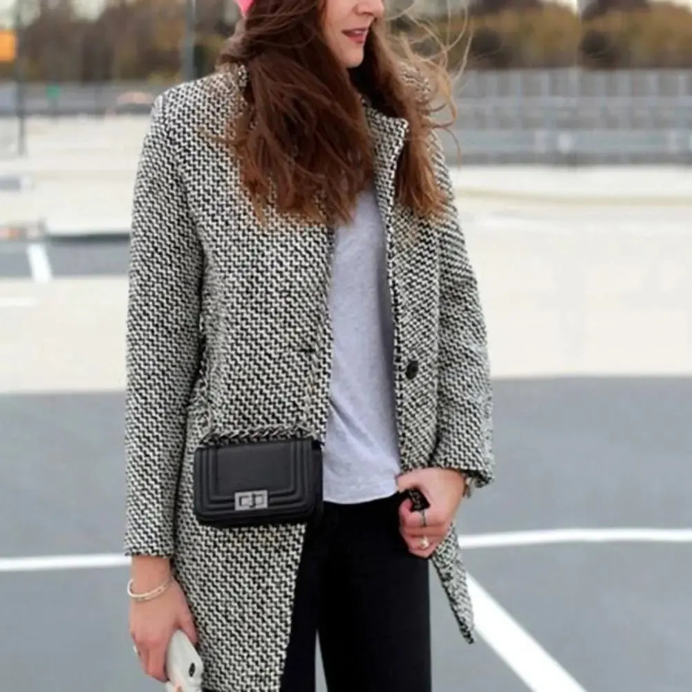 Wool Blend Slim Fit Mid-Thigh Coat