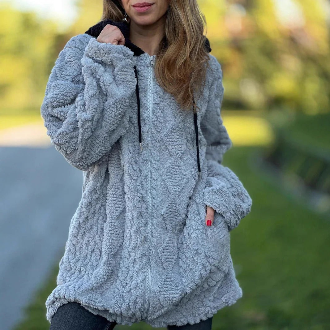 Plush Fleece Relaxed Fit Hooded Jacket 