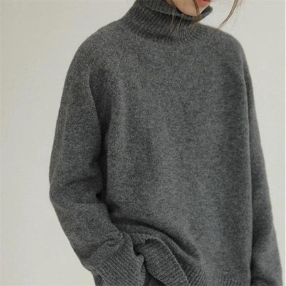 Women’s Turtleneck Sweater – Oversized Fit – Wool Blend – Ribbed Hem & Cuffs