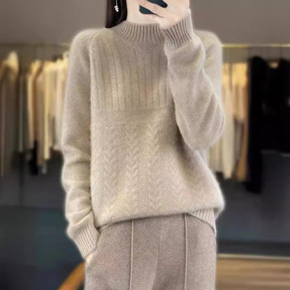 Women’s Pullover Sweatshirt – Relaxed Fit – Soft Knit – Mock Neck – Long Sleeve