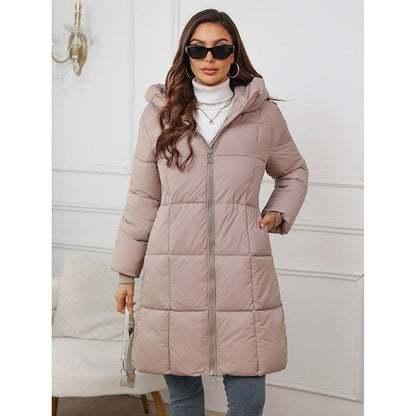 Women’s Hooded Coat – Slim Fit – Quilted Insulated – Mid-Length Padded Outerwear