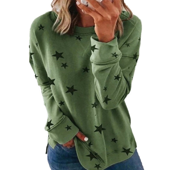 Oversized Cotton Blend Star Print Sweatshirt 