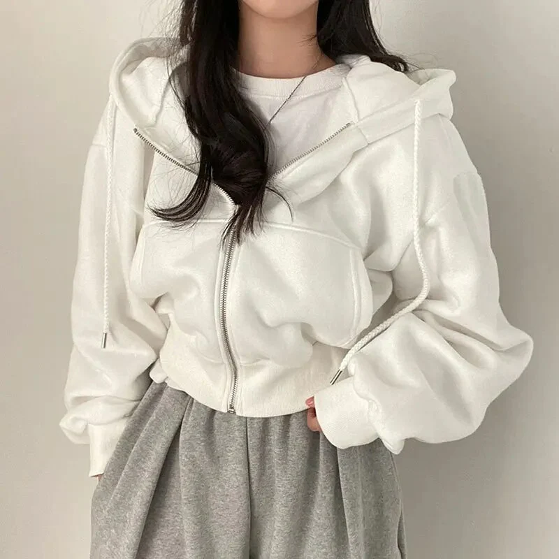 Oversized Cotton Feel Crop Length Hoodie 