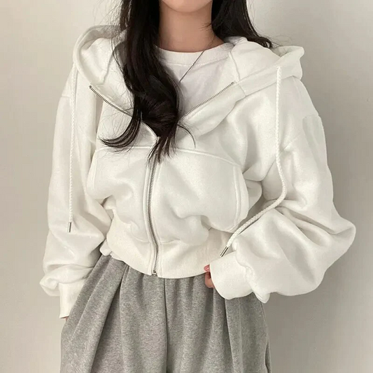 Oversized Cotton Feel Crop Length Hoodie 