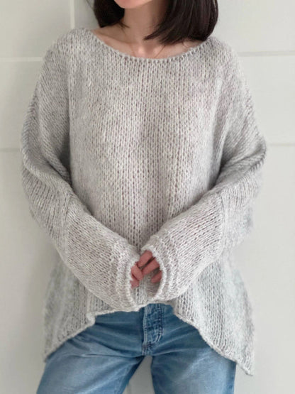 Women’s Sweater – Oversized Fit – Chunky Knit Wool – Off-Shoulder Long Sleeve Casual