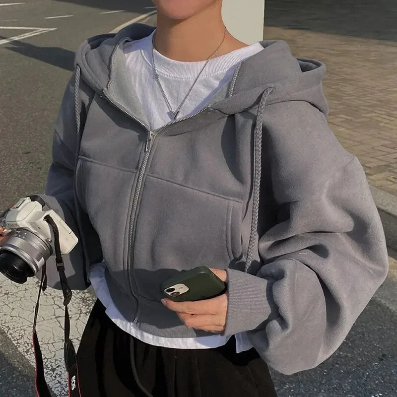 Oversized Cotton Feel Crop Length Hoodie 