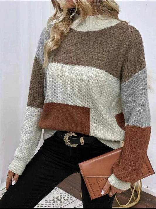 Textured Knit Relaxed Fit Pullover Sweatshirt 
