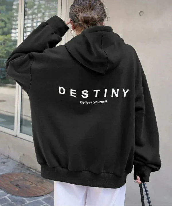 Graphic Oversized Cotton Blend Hoodie 