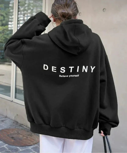 Women’s Hoodie – Oversized Fit – Cotton Blend – Dropped Shoulders – Graphic Back Print