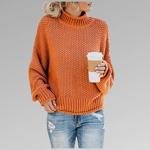 Women’s Sweatshirt – Oversized Fit – Wool Blend Knit – Drop Shoulder – Ribbed Trim
