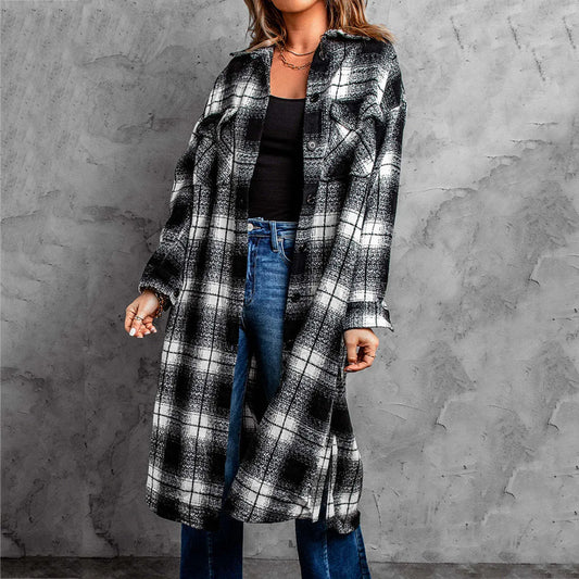 Oversized Plaid Relaxed Fit Cardigan Shacket 
