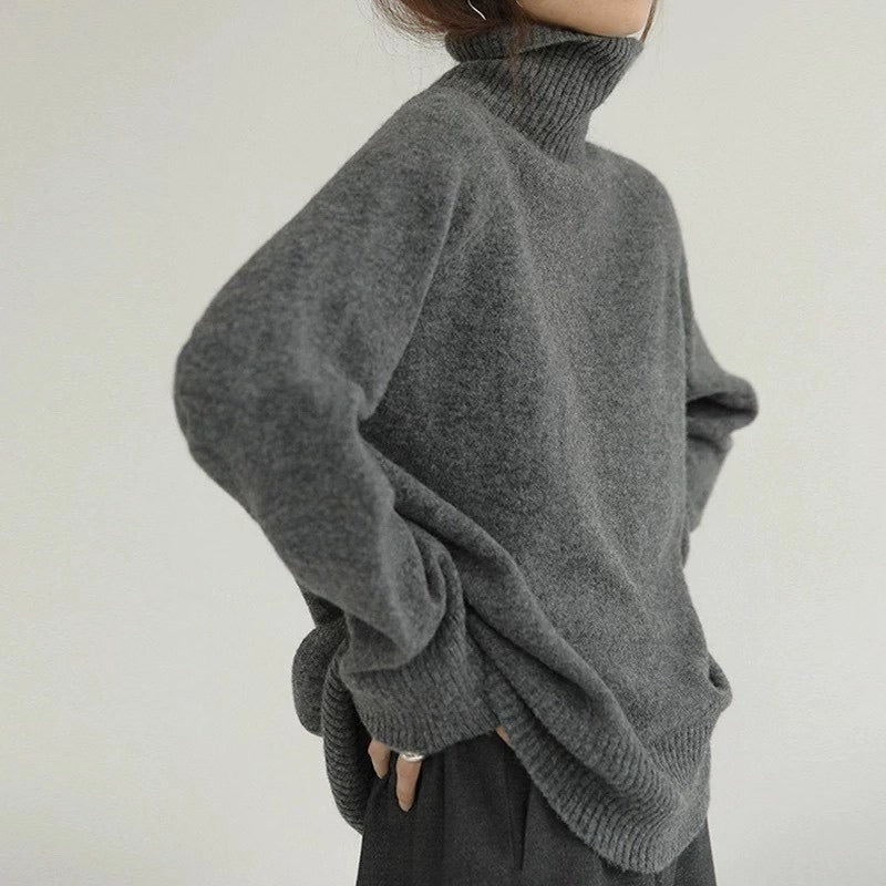 Oversized Knit Fit Turtleneck Sweatshirt 
