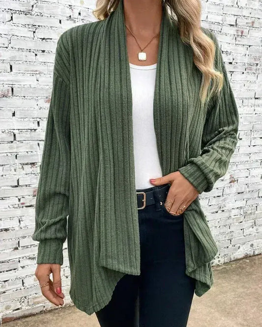 Ribbed Knit Relaxed Fit Cardigan 