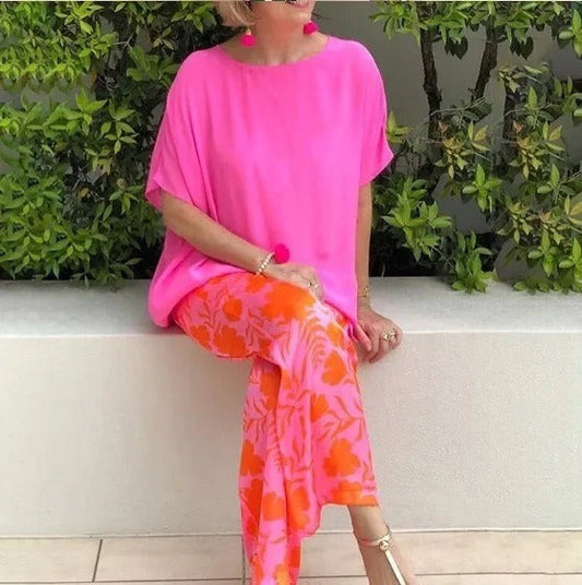 Floral Print Relaxed Fit Wide Leg Pants 