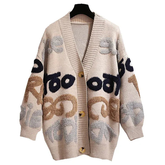 Wool Blend Oversized Knit Cardigan 