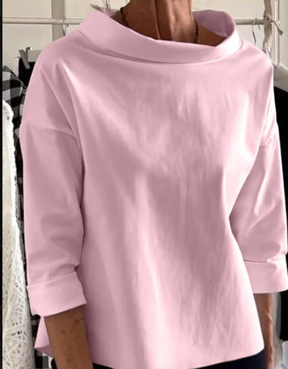 Women's solid color long sleeve high neck top