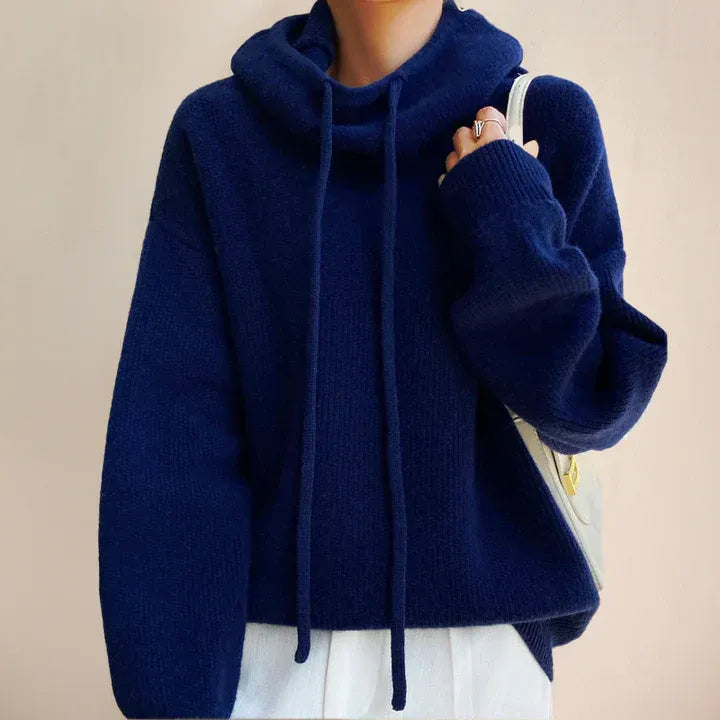 Plush Knit Oversized Cowl Neck Sweatshirt 