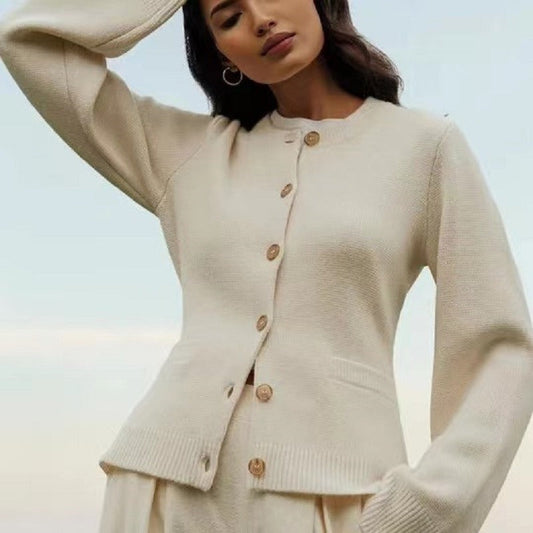 Slim Fit Ribbed Trim Knit Cardigan 