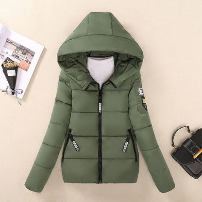 Women’s Quilted Padded Coat – Relaxed Fit – Hooded – Water-Resistant – Zip Pockets