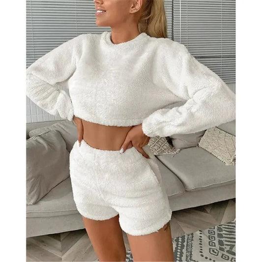 Plush Cropped Relaxed Loungewear Set 
