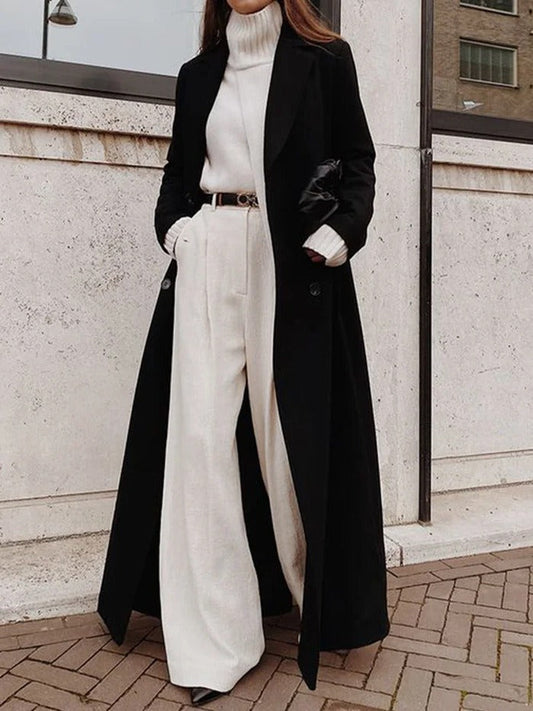 Wool Full Length Notched Lapel Coat