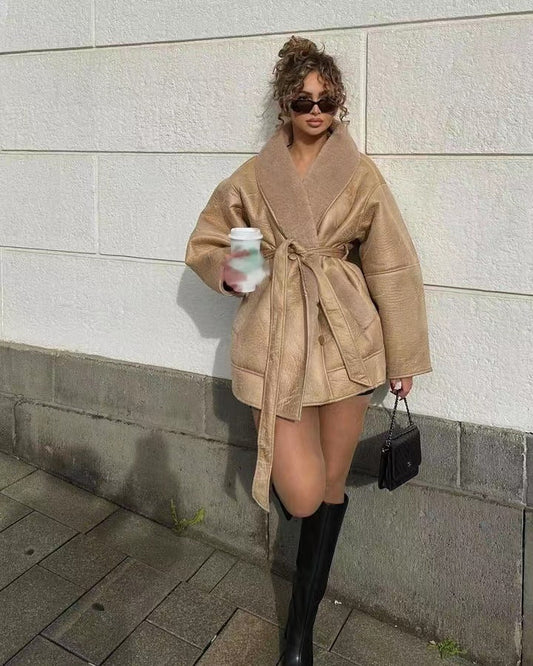 Oversized Relaxed Wool Feel Trench Coat 