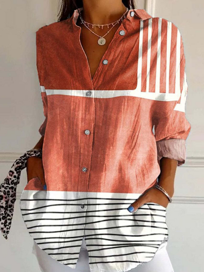 Women’s Long Sleeve Shirt – Relaxed Fit – Breathable Blend – Button Down Casual Wear