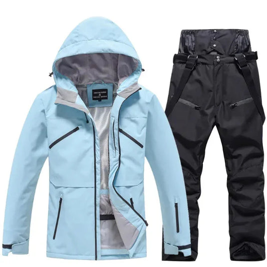 Two-Piece Waterproof Windproof Regular Fit Ski Suit Set 